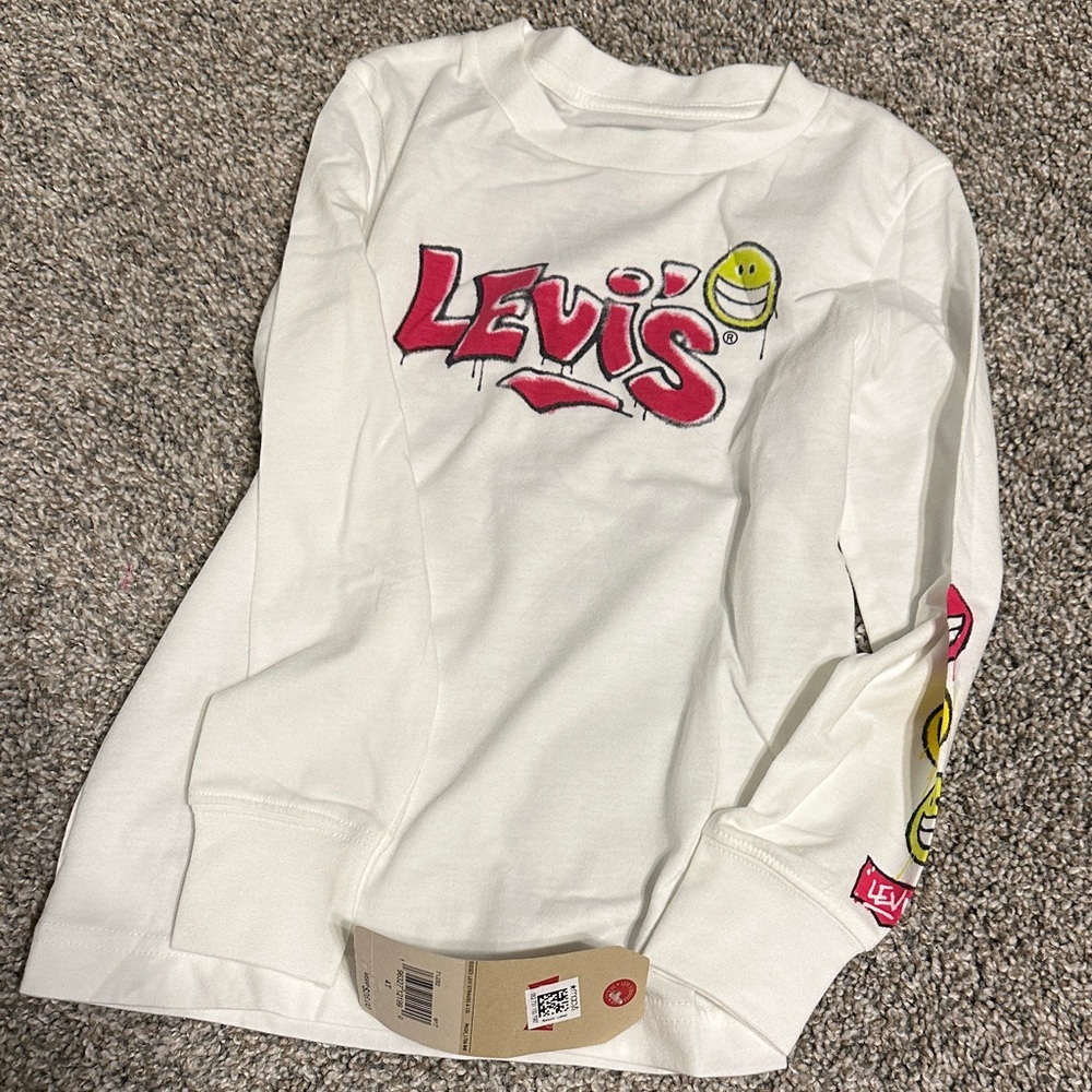 Levi's Kids White and Pink Long Sleeve Tee